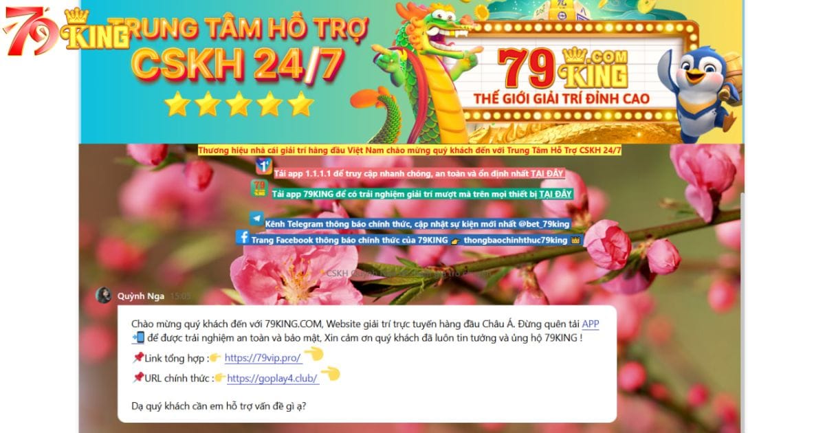 Live chat trực tiếp cùng nhân viên chăm sóc khách hàng 79KING